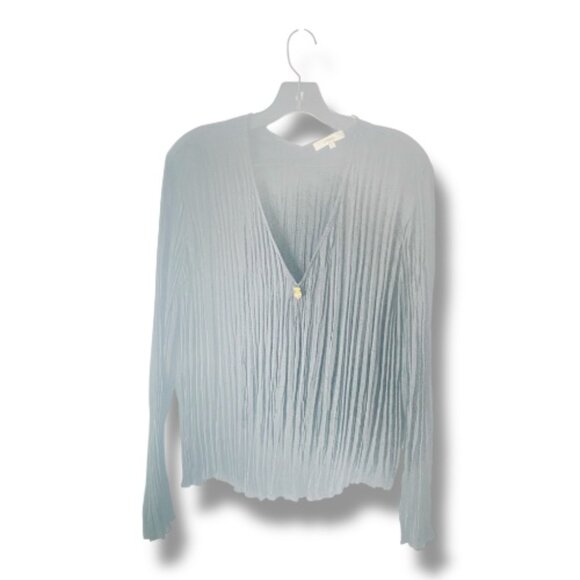 Vince Crinkled V-Neck Blouse – Black, Size L, Made in China - Picture 1 of 15